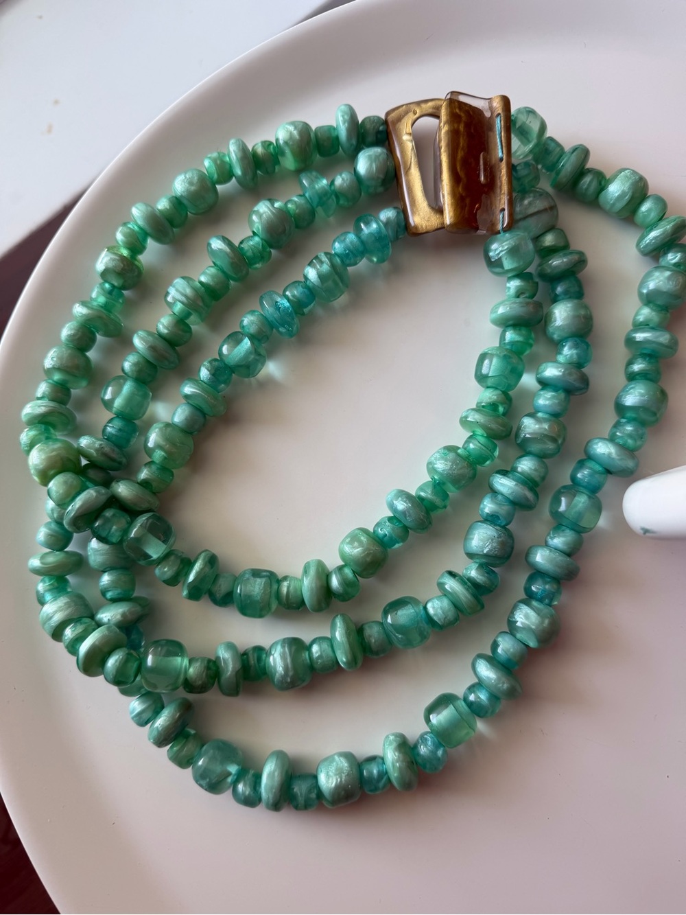 Dominique Denaive Green Multi-Strand Statement Necklace